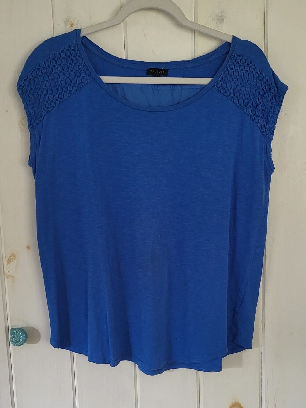 Talbots Bright Periwinkle Blue Cap Sleeve Cotton Top